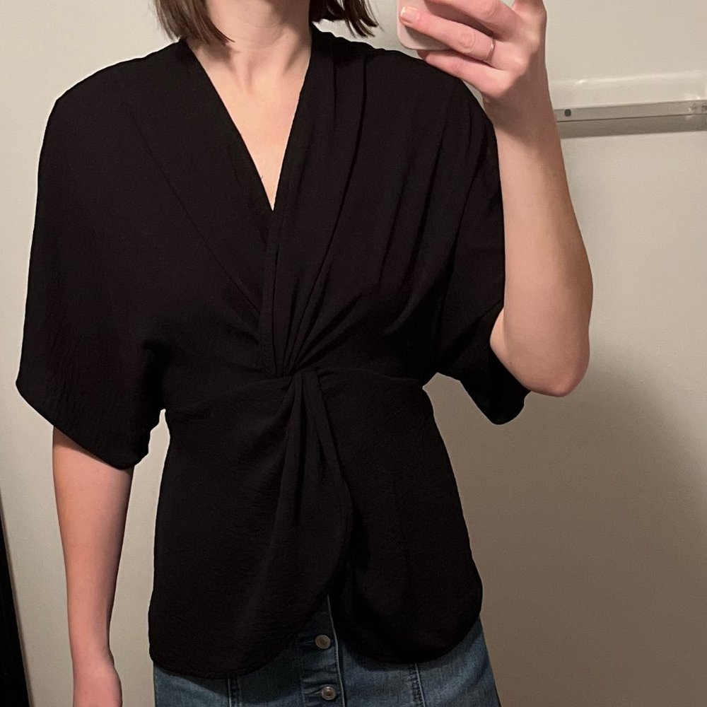 ASOS DESIGN knot front top with kimono sleeve